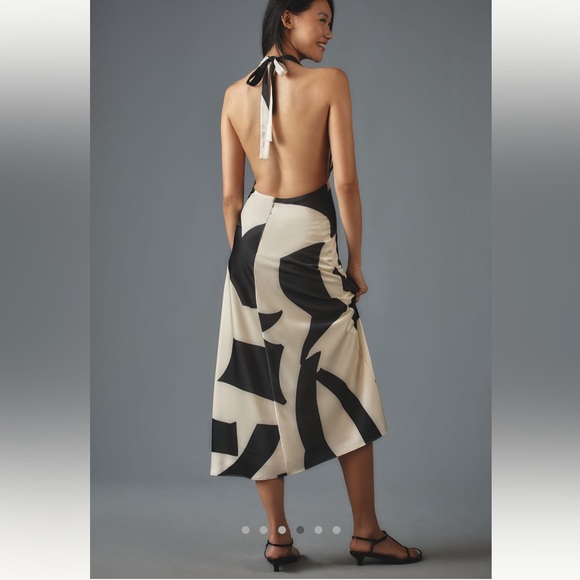 Anthropologie Bardot Citron Halter Midi Dress Size 10 NWT / Flawed* - Picture 2 of 16